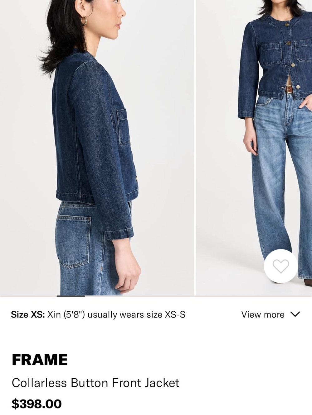 FRAME
Collarless Button Front Jacket XS - Picture 7 of 11